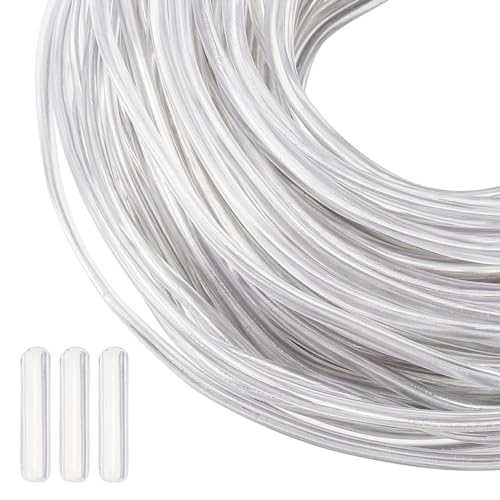 BENECREAT 30m Klarer Mit Polyethylen-Kunststoff Beschichteter Aluminiumdraht Mit 100PCS Silikonschutzhülle, 3mm Perlendraht Zur Blumenherstellung, Aluminiumdraht Zum Gravieren, Schmuckherstellung von BENECREAT
