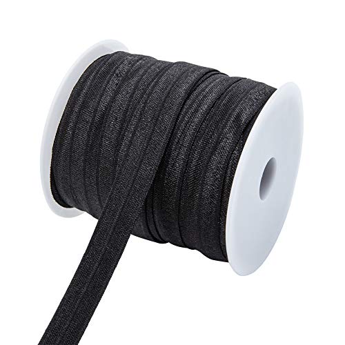 BENECREAT 33 Yard/30m 15mm breiter schwarzer Foldover Elastic Stretch FOE Elastic Ribbon für Haargummis Haarbänder Bogen von BENECREAT