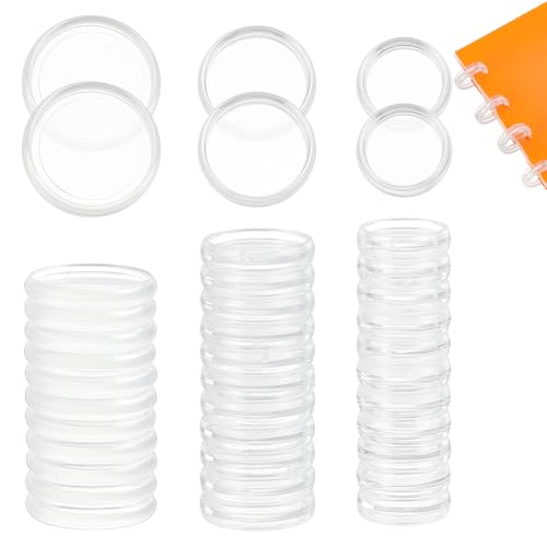 BENECREAT 33Pcs 3 Größe weißes Plastik Buch Bindung Scheiben, Runde Binderinge Kunststoff Expander Scheiben für DIY Notebooks und Planer Scrapbooking Supplies von BENECREAT