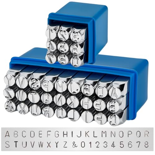 BENECREAT 36 Pack 8mm Buchstaben und Zahlen Metallstempel Stempel Werkzeugkoffer Hartkohlenstoffstahl Stanzwerkzeuge für Schmuck Leder Holzstempeln von BENECREAT