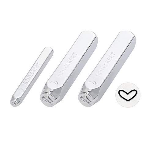 BENECREAT 3PCS Heart Design Metallstempelset, 2/4/6mm Metallstempel für Heimwerkerschmuck, Leder, Holzstempel BENECREAT 3PCS Heart Design Metallstempelset, 2/4/6mm Metallstempel für Heimwerkerschmuck, Leder, Holzstempel von BENECREAT