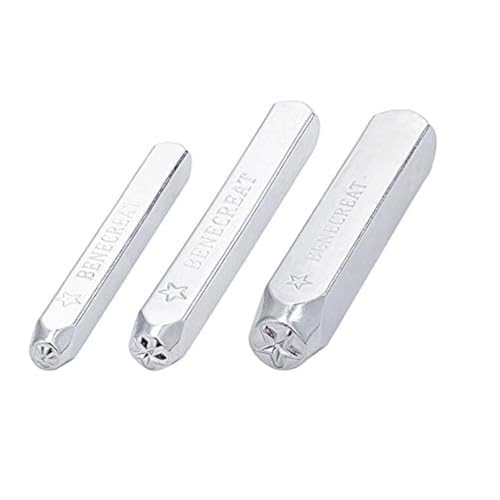 BENECREAT 3PCS Star Design Metallstempelset, 2/4/6mm Metallstempel für Heimwerkerschmuck, Leder, Holzstempel BENECREAT 3PCS Star Design Metallstempelset, 2/4/6mm Metallstempel für Heimwerkerschmuck, Leder, Holzstempel von BENECREAT
