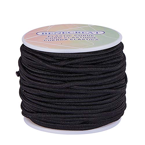 BENECREAT 3mm 20m elastische Schnur, Schmuckherstellung Perlenschnur, Stretchfaden Draht Stoff Crafting String Seil Bungee Cord für DIY Handwerk Armbänder Halsketten, Schwarz von BENECREAT