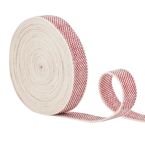 BENECREAT 4,57 m/5 Yards doppelseitiges Band aus Baumwoll-Tweed-Mischgewebe, 11mm breites rot-weißes Gurtband im Schottenmuster im Lebensmittelstil zum Nähen von Geschenkverpackungen, Basteln BENECREAT 4,57 m/5 Yards doppelseitiges Band aus Baumwoll-Tweed-Mischgewebe, 11mm breites rot-weißes Gurtband im Schottenmuster im Lebensmittelstil zum Nähen von Geschenkverpackungen, Basteln von BENECREAT
