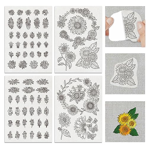 BENECREAT 4 Blatt 70 Stück Stick-and-Stick-Stickpapier, Sonnenblumen- Und Blumenmotiv-Stabilisator Wasserlöslich Handnähen Für Schnitzereien, Hemden, Mäntel, Taschen, Handtücher BENECREAT 4 Blatt 70 Stück Stick-and-Stick-Stickpapier, Sonnenblumen- Und Blumenmotiv-Stabilisator Wasserlöslich Handnähen Für Schnitzereien, Hemden, Mäntel, Taschen, Handtücher von BENECREAT