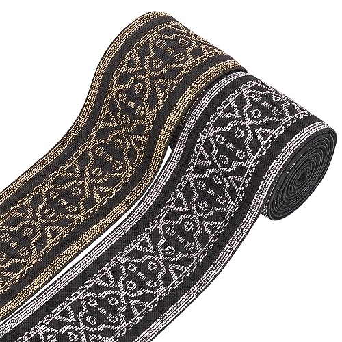 BENECREAT 4 Yard 2 Farben Flaches Florales Breites Nylon-Gummiband, Elasthan-Gummiband Dekoration von Vorhängen, Kleidung Und DIY-Kunsthandwerk， 1.7 mm Dick von BENECREAT