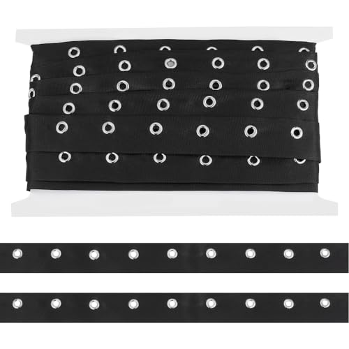 BENECREAT 4.5 m Schwarzes Ösenband Aus Baumwolle, 25 mm Breiter Tüllen-Köperband-Besatzstreifen Mit Silbernem Metall-Ösenring Für Korsett, Hemd, Schuhe, Nähen, Basteln BENECREAT 4.5 m Schwarzes Ösenband Aus Baumwolle, 25 mm Breiter Tüllen-Köperband-Besatzstreifen Mit Silbernem Metall-Ösenring Für Korsett, Hemd, Schuhe, Nähen, Basteln von BENECREAT
