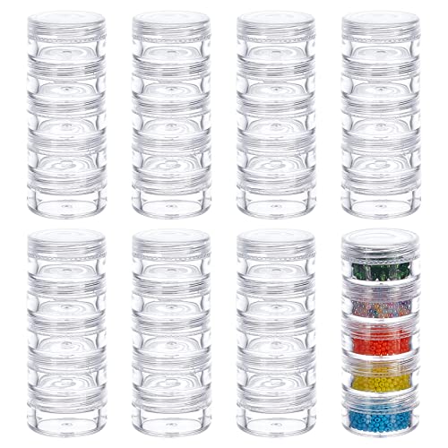 BENECREAT 40 PCS Plastic Stackable Bead Lagerbehälter Klare Runde Bead Aufbewahrungsgläser für Kunsthandwerk, Kleinteile, Perlen, Schmuckzubehör BENECREAT 40 PCS Plastic Stackable Bead Lagerbehälter Klare Runde Bead Aufbewahrungsgläser für Kunsthandwerk, Kleinteile, Perlen, Schmuckzubehör von BENECREAT