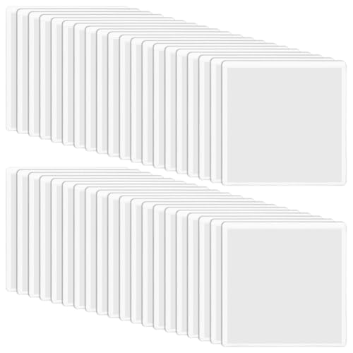 BENECREAT 40 Stück Selbstklebender Etikettenhalter 9x9cm Große Transparente Karteikartentaschen Quadratische Etikettentaschen Abziehen Aufkleben Für Lagerbehälter Ordner Regale Schubladen Schränke von BENECREAT