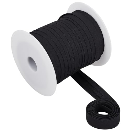 BENECREAT 40 m Schrägband Mit Einfacher Falte 15mm Breites Schwarzes Schrägband Aus Polycotton Saumband Zum Nähen von DIY Kleidungsstücken Nähen Rohrleitungen Quilten von BENECREAT