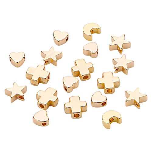 BENECREAT 40PCS 18 Karat vergoldete Distanzperlen 4 Mischform Messing Perlen für Armband Halskette DIY Schmuckherstellung - 10PCS/Form, 40PCS/Box von BENECREAT