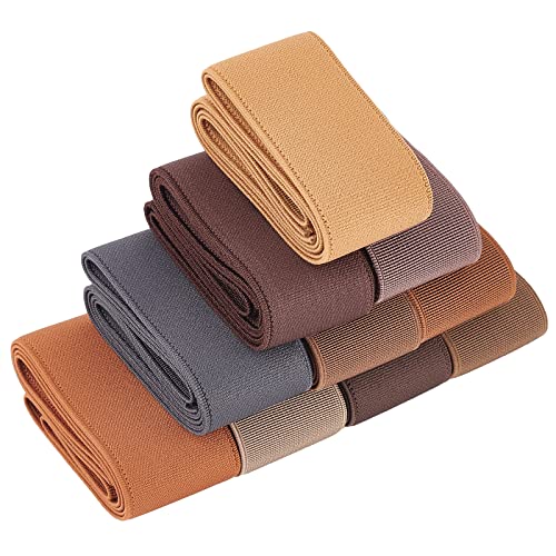 BENECREAT 10 Yards 10 Farben Faltband Elastic Stretch, 40mm Breit Braune Farbe Elastisches Gurtband für Bund, Rock, Stirnband, Nähzubehör von BENECREAT