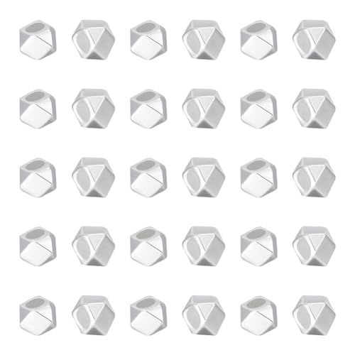 BENECREAT 40pcs 925 Sterlingsilber Abstandsperlen, 2mm Facettierte Metallperlen Polyederperlen Schmuckzubehör Mit Silber-Poliertuchen Für Schmuckherstellung von Armbändern Und Halsketten von BENECREAT