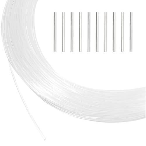 BENECREAT 45,7 m Nylon-Memory-Draht für Hutkrempen, transparenter runder weicher Korsettknochen mit Messingquetschröhren, Loch: 1,2 mm von BENECREAT