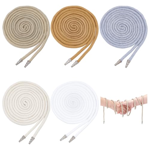 BENECREAT 5 Farben Handfasting Kordel Set Weiß Beige Khaki Braun Grau Klassische Farben Handfasting Kordel Mit Kegel Legierung Perlenkappen Für Hochzeit Keltische Hochzeit Seil Lasso Zeremonie 200cm von BENECREAT