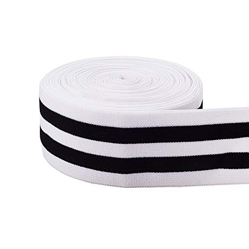 BENECREAT 5 Meter/5,5 Yards 50 mm breit weiß und schwarz gestreift flach Gummiband Stretch Strickband für Bund und Nähen Handwerk Projekt von BENECREAT