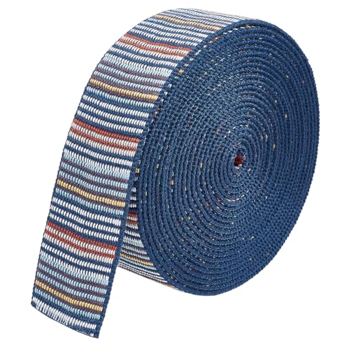 BENECREAT 5 Yard Ethnische Stickerei Polyesterbänder, 38 mm Breites Farbiges Streifen-Jacquardband Vintage-Nähbesatz Für Kleidung, Tasche, Stirnbänder, Kissenbezüge, Blau von BENECREAT