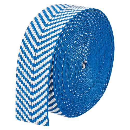 BENECREAT 5 Yards/4.6M Baumwollgurtband, 38mm breites blaues Polycotton Jacquardband, flaches Jacquard-Gurtband mit Pfeilmuster für Taschengriffe aus Gurtband, Gurtband für Einkaufstaschen von BENECREAT