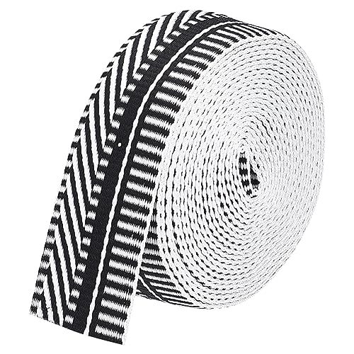 BENECREAT 5 Yards Polyester Jacquard Gurtband, 38 mm Polycotton-Gurtband Streifenmuster Nähgurtband Gewebtes Band Für Bekleidungszubehör, Schwarz von BENECREAT