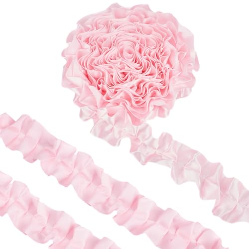 BENECREAT 5 Yards Rosa plissiert wellig Band, 50mm Ruffle Satinband Einfassung Trimmings Stoff für Applique Nähen Handwerk Hochzeit Kleid Dekoration DIY Dekoration BENECREAT 5 Yards Rosa plissiert wellig Band, 50mm Ruffle Satinband Einfassung Trimmings Stoff für Applique Nähen Handwerk Hochzeit Kleid Dekoration DIY Dekoration von BENECREAT