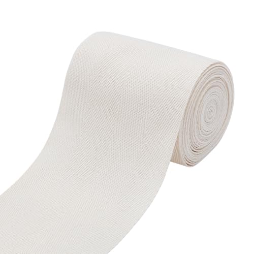 BENECREAT 5m x 10cm Antikweißes Fischgrätenband aus Baumwolle, Köperband für Geschenkverpackung, DIY, Nähen, Basteln, Teppichbindung von BENECREAT