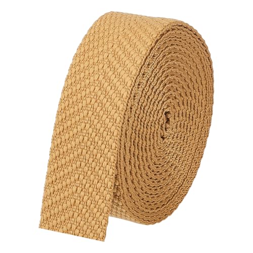 BENECREAT 5 m/5,47 Yards Polycotton-Gurtband, 38mm breites dunkelgoldenes Jacquard-Gurtband mit V-Muster für Taschengriffe, Tragetaschen, Stoffband von BENECREAT
