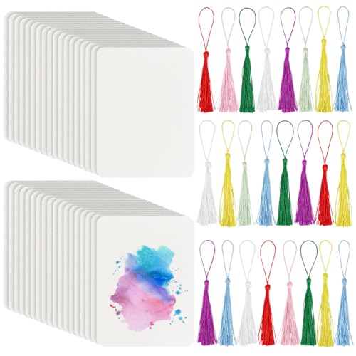 BENECREAT 50 Blatt Blanko Aquarellpapierkarten, 88x64mm Handgeschöpftes Strukturpapier mit 25 Stück Quaste Dekoration für GrußKarten DIY, Gemälde, Briefe, Einladungen Zeichnen BENECREAT 50 Blatt Blanko Aquarellpapierkarten, 88x64mm Handgeschöpftes Strukturpapier mit 25 Stück Quaste Dekoration für GrußKarten DIY, Gemälde, Briefe, Einladungen Zeichnen von BENECREAT