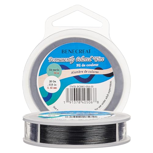 BENECREAT 50m 0,45mm 7-Strang Schwarz Nylon Coated Craft Schmuck Perlen Draht Tiger Schwanz Perlen Draht für Halsketten Armbänder Ring von BENECREAT
