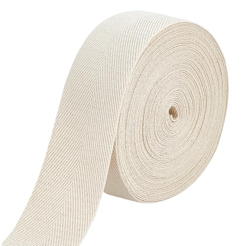 BENECREAT 50mm X 11.5m Baumwoll Twillband Band Schrägband Baumwoll Twill Zum Nähen Verpacken von Geschenken Basteln DIY Rauch Weiss von BENECREAT