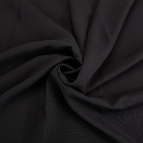 BENECREAT 5m/ 5.5 Yards einfarbiger Chiffon-Stoff, 150cm Breiter Durchsichtiger Schwarzer Chiffon-Stoff, Nähmaterial für Hochzeitskleider, Party-Hintergrund, DIY-Bastelarbeiten von BENECREAT