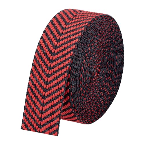 BENECREAT 5m/5,47 Yards Polycotton-Gurtband, 38mm Breites rotes Jacquard-Gurtband mit V-Muster für Taschengriffe, Tragetaschen, Stoffband BENECREAT 5m/5,47 Yards Polycotton-Gurtband, 38mm Breites rotes Jacquard-Gurtband mit V-Muster für Taschengriffe, Tragetaschen, Stoffband von BENECREAT