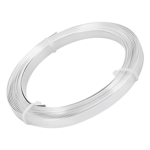 BENECREAT 5m (16.5FT) 10mm breiter flacher Schmuck Craft Wire 18 Gauge Aluminiumdraht für Lünette, Skulptur, Armatur, Schmuckherstellung - Silber von BENECREAT