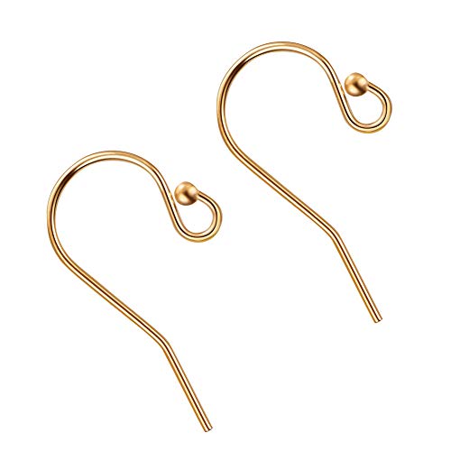 BENECREAT 6 STUCKE 14 Karat Gold Gefullt Ohrring Haken Ball End Ohrring Drahte Baumeln Ohrring Erkenntnisse fur DIY Schmuckherstellung - 20x11mm von BENECREAT
