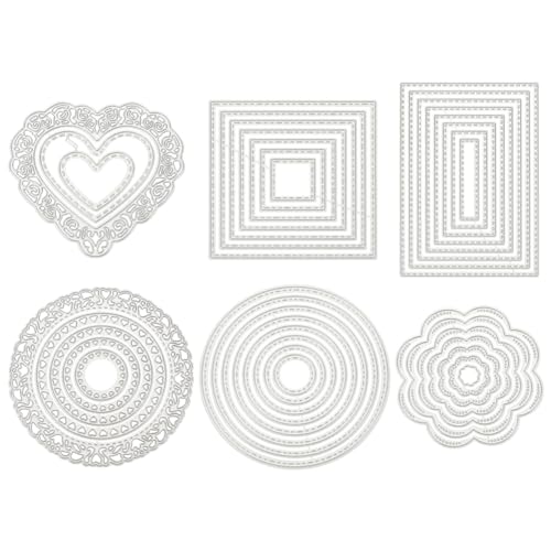 BENECREAT 6 Sets Stanzformen Cut Metall Scrapbooking Schablonen Nesting Sterben fur DIY-Pragung Fotoalbum Dekorative DIY Papierkarten Machen - Runde, Quadrat, Rechteck, Herz, Blume BENECREAT 6 Sets Stanzformen Cut Metall Scrapbooking Schablonen Nesting Sterben fur DIY-Pragung Fotoalbum Dekorative DIY Papierkarten Machen - Runde, Quadrat, Rechteck, Herz, Blume von BENECREAT