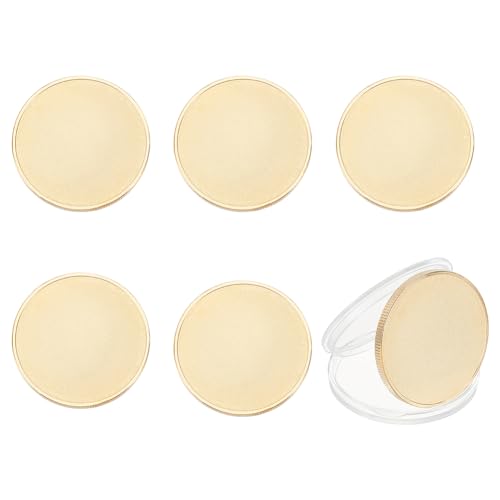 BENECREAT 6 Stück Gold-Eisen-Rohlinge, 40mm Mattierte Blanko-Challenge-Münzen Runde Gravierte Blankomünzen Zum Laserprägen von Münzen Und Medaillen, Diy Handwerk, Souvenirsammlungen von BENECREAT