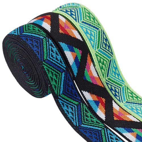 BENECREAT 6 Yards/5.5M 25mm Jacquard-Gummiband, 3 Farben Elastisches Stretchband Besatz Für Stirnband, Taillengürtel, Nähen, Kleidung, Zubehör, Dekorationen BENECREAT 6 Yards/5.5M 25mm Jacquard-Gummiband, 3 Farben Elastisches Stretchband Besatz Für Stirnband, Taillengürtel, Nähen, Kleidung, Zubehör, Dekorationen von BENECREAT