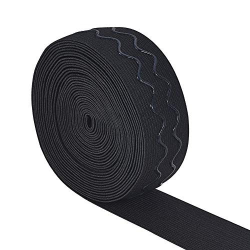 BENECREAT 6 Yards 36 mm breites rutschfestes Silikon Gummiband zum Nähen von Kleidungsstücken, schwarz von BENECREAT