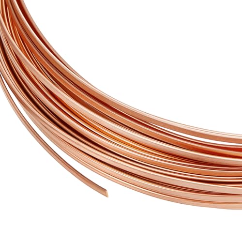 BENECREAT 6 m Flacher Reiner Kupferdraht 1mm Breiter Flacher Einfassungsdraht Anlaufbeständiger Schmuckdraht Für DIY Schmuckhandwerksherstellung von BENECREAT