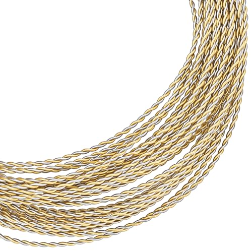 BENECREAT 6 m Runder Gedrehter Schmuckdraht 0.8mm Anlaufbeständiger Messing Basteldraht Für Die Herstellung von Halsketten Armbändern Und Handgefertigten Projekten Hellgold & Platin von BENECREAT