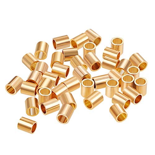 BENECREAT 60 STUCKE 18K Gold plattierte Perlen Metallperlen fur DIY Schmuckherstellung und andere handwerkliche Arbeiten - 3.5x4mm, Saulenform von BENECREAT