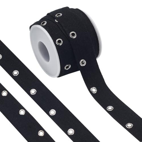 BENECREAT 7,3M schwarzes Baumwoll-Ösenband mit Gaze, 25mm breites Metall-Ösenband für Näharbeiten und Bastelarbeiten, Lochgröße: 4mm BENECREAT 7,3M schwarzes Baumwoll-Ösenband mit Gaze, 25mm breites Metall-Ösenband für Näharbeiten und Bastelarbeiten, Lochgröße: 4mm von BENECREAT