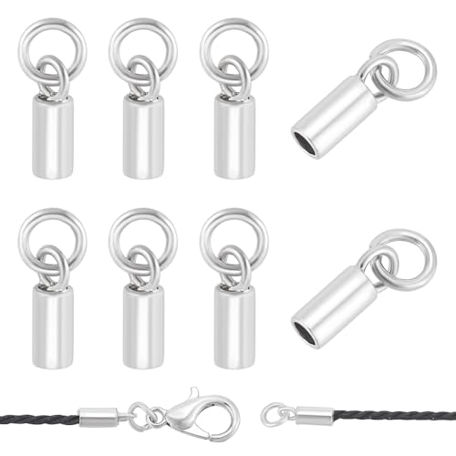BENECREAT 8 Stück Crimp-Endkappen aus 925er Sterlingsilber, 1,5mm Durchmesser Crimp-Enden Perlenschnur Drahtfaden, Fadenschutz mit Biegering für Schmuckherstellung, 8,5 x 3,5 x 2 mm von BENECREAT