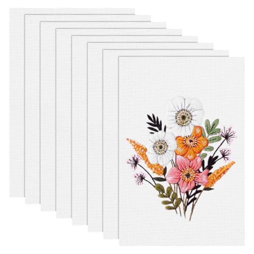 BENECREAT 8 Stück Kreuzstich Aida Stoff 14CT Weißer Baumwoll Stickstoff Kreuzstich Zubehör Für Stickprojekte Und Handgefertigte Handarbeiten 45x30cm von BENECREAT