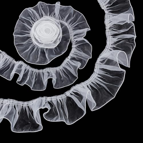 BENECREAT 8 Yards/7.3m Weiß Organza geraffte plissiert, 95mm Organza geraffte Stoff Spitze Stoff Trim für Halloween Nähen Kleid Tasche Kostüm Dekoration Trimmen Handwerk BENECREAT 8 Yards/7.3m Weiß Organza geraffte plissiert, 95mm Organza geraffte Stoff Spitze Stoff Trim für Halloween Nähen Kleid Tasche Kostüm Dekoration Trimmen Handwerk von BENECREAT