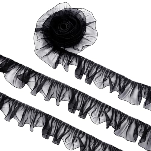 BENECREAT 8 Yards/7.3m schwarz Organza geraffte plissiert, 95mm Organza geraffte Stoff Spitze Stoff Trim für Halloween Nähen Kleid Tasche Kostüm Dekoration Trimmen Handwerk BENECREAT 8 Yards/7.3m schwarz Organza geraffte plissiert, 95mm Organza geraffte Stoff Spitze Stoff Trim für Halloween Nähen Kleid Tasche Kostüm Dekoration Trimmen Handwerk von BENECREAT