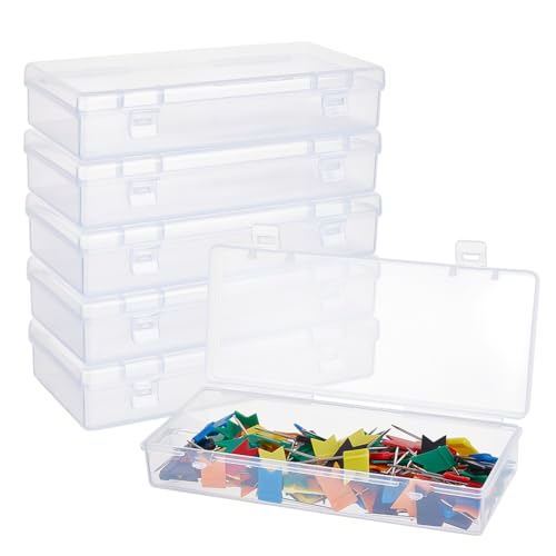 BENECREAT 8 x Aufbewahrungsbehälter Für Kunststoffperlen, 15.2x6.3x3.05cm Große Durchsichtige Rechteckige Box Mit Aufklappbaren Deckeln Für Nähutensilien Bleistift Schmuckzubehör Und Karten von BENECREAT