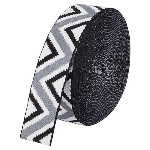 BENECREAT 8.7 m/9.5 Yards Jacquard Nylonband, 38mm Dickes Jacquardband Aus Polyester Mit Geometrischem Muster Zum Nähen von Kleider Und Taschengurten Für Kunsthandwerk DIY Dunkelgrau BENECREAT 8.7 m/9.5 Yards Jacquard Nylonband, 38mm Dickes Jacquardband Aus Polyester Mit Geometrischem Muster Zum Nähen von Kleider Und Taschengurten Für Kunsthandwerk DIY Dunkelgrau von BENECREAT