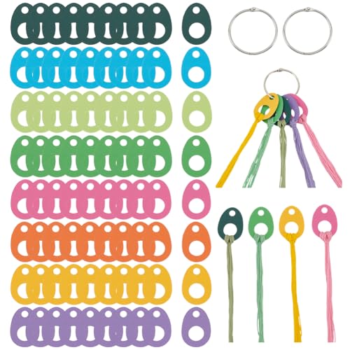 BENECREAT 80 Stück 8 Farben Papierfaden Tropfen, 50x35.5mm Teardrop Floss Spulentropfen Kreuzstich Garn Organisation Mit Eisen Floss Ring Für Aufbewahrung von Bastelarbeiten Nähen von BENECREAT