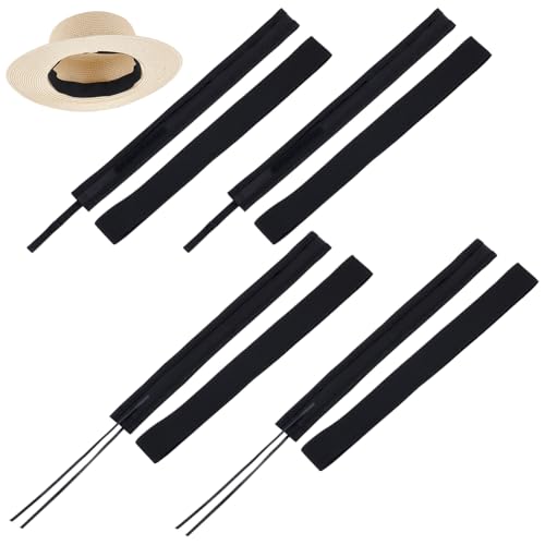 BENECREAT 8Pcs 2 Styles Hut Größe Reducer Liner, Einstellbare Hut Größe Band Polyester Baumwolle Bands Schwarz Hut Sizer Einsatz Hut Schweißband für Hüte Mützen Nähen Handwerk Zubehör von BENECREAT