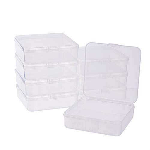 BENECREAT 8Pcs Square Clear Kunststoffperlen Aufbewahrungsbehälter Jewelry Organizer Box mit Flip-Up-Deckeln für Pillen, Kräuter, kleine Perlen, Jewerlry-10,5x10,5x3cm (4,13x4,13x1,18 Zoll) von BENECREAT